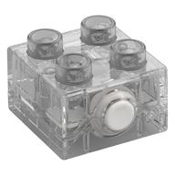 Duplo Light Brick 2 x 2 with White Button, Yellow Light (Trans-Clear)