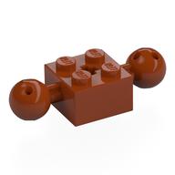 Technic Brick Special 2 x 2 with 10.2mm Balls with Holes and Axle Hole (Dark Orange)