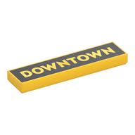 Tile 1 x 4 with 'DOWNTOWN' on Black Background Print (Yellow)