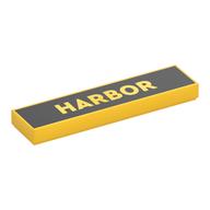 Tile 1 x 4 with 'HARBOR' on Black Background Print (Yellow)