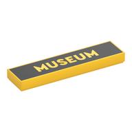 Tile 1 x 4 with 'MUSEUM' on Black Background Print (Yellow)