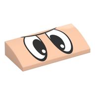 Brick Curved 2 x 4 x 2/3 No Studs with Black/White Eyes Print (Light Nougat)