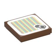 Tile 2 x 2 with Wiggler Head and Barcode Print (Sticker) (Reddish Brown)