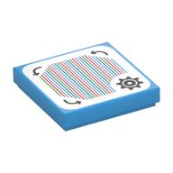 Tile 2 x 2 with Gear, Arrows and Barcode Print (Sticker) (Dark Azure)