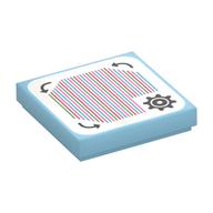 Tile 2 x 2 with Gear, Arrows and Barcode Print (Sticker) (Medium Azure)