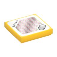Tile 2 x 2 with 'Start', Three Coins, and Barcode Print (Sticker) (Yellow)