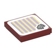 Tile 2 x 2 with Couch and Barcode Print (Sticker) (Dark Red)