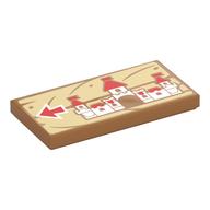 Tile 2 x 4 with Peach's Castle, Red Arrow on Wooden Board Print (Medium Nougat)