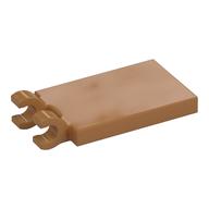 Tile Special 2 x 3 with 2 Clips without Tab between Clips (Medium Nougat)