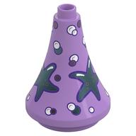 Duplo Building Roof Spire 3 x 3 x 3 with Azure Starfish, Bubbles Print (Medium Lavender)