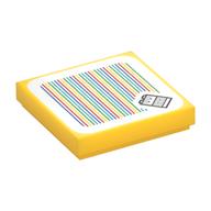 Tile 2 x 2 with Baby Yoshi and Barcode Print (Sticker) (Yellow)