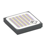 Tile 2 x 2 with Dry Bones, No Pupils and Barcode Print (Sticker) (Dark Bluish Gray)