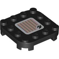 Plate Round Corners 4 x 4 x 2/3 Circle with Trolly and Barcode Print (Sticker) (Black)