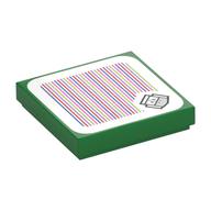 Tile 2 x 2 with Hammer Bros Head and Barcode Print (Sticker) (Green)
