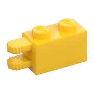 Hinge Brick 1 x 2 Locking with 2 Fingers Horizontal End, 7 Teeth (Yellow)
