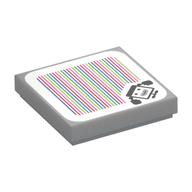 Tile 2 x 2 with Bowser Jr.'s Clown Car and Barcode Print (Sticker) (Light Bluish Gray)