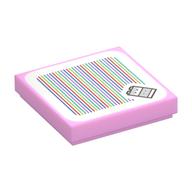 Tile 2 x 2 with Yoshi and Barcode Print (Sticker) (Bright Pink)