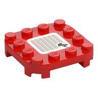 Plate Round Corners 4 x 4 x 2/3 Circle with Reduced Knobs with Throne and Barcode Print (Sticker) (Red)