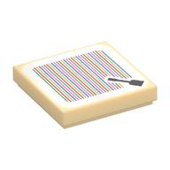 Tile 2 x 2 with Broom and Barcode Print (Sticker) (Tan)