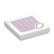 Tile 2 x 2 with Cloud and Barcode Print (Sticker) (White)