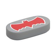 Tile Round 1 x 2 with Red Batman Logo Print (Light Bluish Gray)