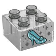 Duplo Brick 2 x 2 with Glass Slipper Print (Trans-Clear)
