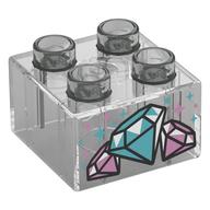 Duplo Brick 2 x 2 with Diamonds Print (Trans-Clear)