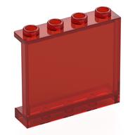 Panel 1 x 4 x 3 [Side Supports / Hollow Studs] (Trans-Red)