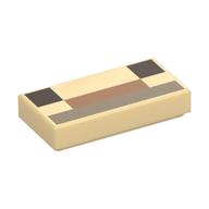 Tile 1 x 2 with Pixelated Dark Brown/Medium Nougat/Dark Tan Face Print (Tan)