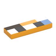Tile 1 x 3 with White/Black/Medium Blue/Dark Brown Rectangles Print (Bright Light Orange)