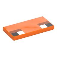Tile 2 x 4 with Pixelated White/Black Eyes, Nougat Eyeshadow Print (Orange)
