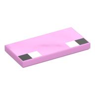 Tile 2 x 4 with Two White and Two Black Squares Print (Eyes) (Bright Pink)