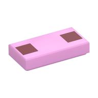 Tile 1 x 2 with Two Dark Pink Squares (Bright Pink)