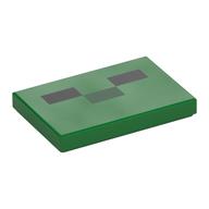 Tile 2 x 3 with Three Rectangles, Pixelated Creeper Face Print (Green)