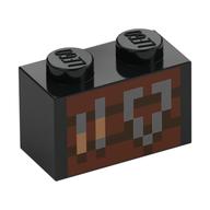Brick 1 x 2 with Pixelated Tools on Wood Print (Black)