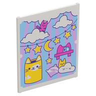 Glass for Frame 1 x 6 x 6 with Moon/Stars Garlands, Clouds, Kittens Print (White)
