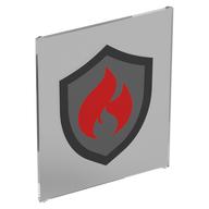 Glass for Frame 1 x 6 x 6 with Red Flames on Silver Shield Print [Fire Fighters] (Trans-Clear)