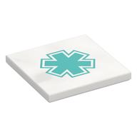 Tile 4 x 4 with Dark Turquoise Star of Life Print (White)