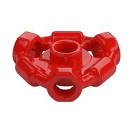 Plate Special 1 x 1 with Hole Through Stud, 3 Bars and 3 Bar Holes (Red)