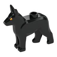 Animal, Dog, Alsatian / German Shepherd (Police Dog) with Bright Light Orange Eyes, Dark Bluish grey Nose Print (Sirius Black) (Black)