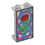 Panel 1 x 2 x 3 with Glass Stained Window, Red Rose Print (Trans-Clear)