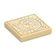 Tile 2 x 2 with Antarctica Map Print (Tan)