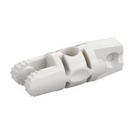 Hinge Cylinder 1 x 3 Locking with 1 Finger and 2 Fingers On Ends, with Hole, 7 Teeth (White)