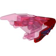 Creature Body Part, Dragon Head with Trans-Dark Pink Horns Pattern and Magenta Eyes, Dark Purple Scales, Black Markings Print (Red)