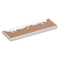 Tile 2 x 6 with White Cream on Medium Nougat Background Print (White)