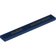 Tile 1 x 8 with Gold 'PARIS MÜNCHEN' Print (Dark Blue)