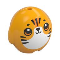 Pillow Plush Toy with Black Stripes, Orange Eyes, White Chest Print (Bright Light Orange)