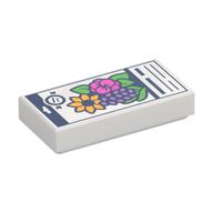 Tile 1 x 2 with Flower Bouquet, Text Print (White)