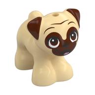 Animal, Dog, Pug with Reddish Brown Face, Open Mouth Print (Tan)