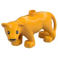 Duplo Animal Lion Adult Female with Head turned Left with Black Eyes Print (Bright Light Orange)